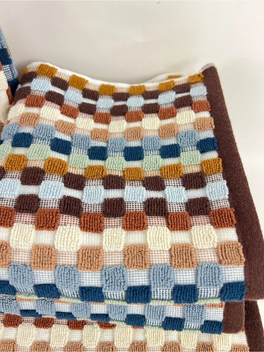 Soho Living Bath Towels Brown Blue Green Dotted Stripe 100% Cotton 2 Pc NEW